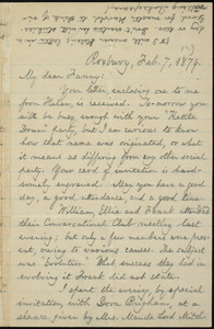 Letter from William Lloyd Garrison, Roxbury, [Mass.], to Fanny Garrison Villard, Feb. 7, 1879