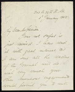 Letter from Lyman Abbott, 203 W. 34th St., [N.Y.], to William Lloyd Garrison, 3'd January 1868