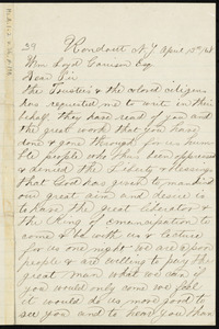 Letter from William R. Gilmore, Rondout, [N.Y.], to William Lloyd Garrison, April 13th, [18]68