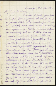 Letter from Oliver Johnson, Orange, to William Lloyd Garrison, Oct. 22, 1877