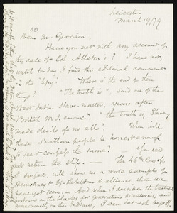 Letter from Samuel May, Leicester, toWilliam Lloyd Garrison, March 14, [18]79