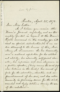 Letter from William Lloyd Garrison, Boston, [Mass.], to Mary Anne Estlin, April 25, 1878
