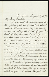 Letter from William Lloyd Garrison, Tarrytown, [N.Y.], to Isabella Mack Hinckley, August 8, 1878