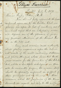 Letter from William Lloyd Garrison, Boston, [Mass.], to Thomas Bayley Potter, July 8, 1870