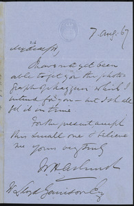 Letter from William Henry Ashurst,  to William Lloyd Garrison, 7 Aug. [18]67