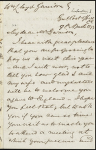 Letter from William Henry Ashurst, Gwl. Post Office, E.C, to William Lloyd Garrison, 9th April 1877