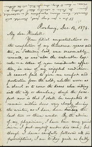 Letter from William Lloyd Garrison, Roxbury, [Mass.], to Wendell Phillips Garrison, Dec. 14, 1874