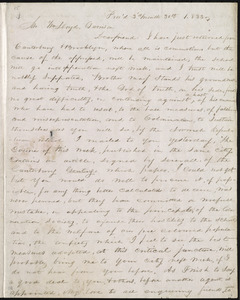 Letter from George William Benson, Prov[i]d[ence], [R.I.], to William Lloyd Garrison, 3'd month 30th [day] 1833