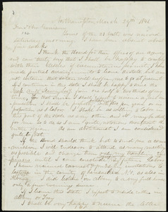 Letter from Abel Brown, Northampton, [Mass.], to William Lloyd Garrison, March 29th, 1841