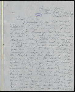 Letter from Obadiah Allen Bowe, Freeman Office, Little Falls, Herk Co[unty], N.Y., to William Lloyd Garrison, March 23, 1847
