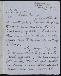 Letter from William G. Allen, 26 Swinton St., Gray's Inn Road, London, [England], to William Lloyd Garrison, June 21, 1853