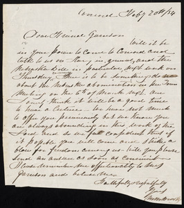 Letter from Mary Merrick Brooks, Concord, [Mass.], to William Lloyd Garrison, Feb'y 20th, [18]54
