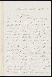Letter from Antoinette Louisa Brown Blackwell, Henrietta, to William Lloyd Garrison, Sept. 19, 1854