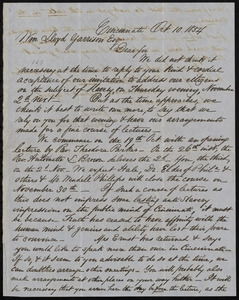 Letter from Henry Browne Blackwell, Cincinnati, to William Lloyd Garrison, Oct. 10, 1854