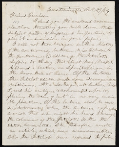 Letter from D. M. Allen, Westminster, to William Lloyd Garrison, Oct. 29, [18]54