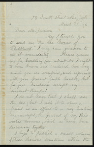 Letter from Antoinette Louisa Brown Blackwell, 78 South Street, New York, to William Lloyd Garrison, March 25, [18]56
