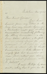 Letter from Susan Brownell Anthony, Watertown, to William Lloyd Garrison, Dec. 17, 1856