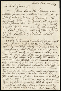 Letter from "A British Subject," Boston, [Mass.], to William Lloyd Garrison, Dec. 15th, 1859