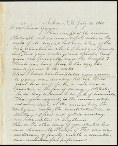Letter from Benjamin Chase, Auburn, N.H., to William Lloyd Garrison, July 16, 1865