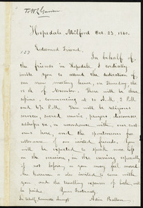 Letter from Adin Ballou, Hopedale, Milford, [Mass.], to William Lloyd Garrison, Oct. 23, 1860