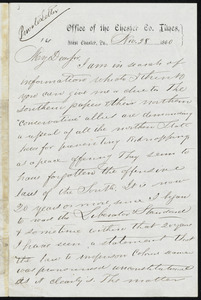 Letter from Eliab Wilkinson Capron, Office of the Chester Co. Times, West Chester, Pa, to William Lloyd Garrison, Nov. 28, 1860