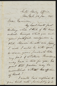 Letter from Oliver Johnson, Anti-Slavery Office, New York, to William Lloyd Garrison, 24 Jan. 1861