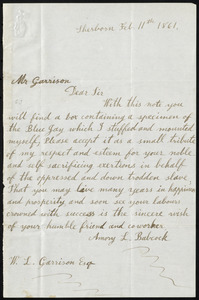 Letter from Amory L. Babcock, Sherborn, [Mass.], to William Lloyd Garrison, Feb. 11th, 1861