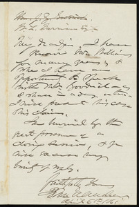 Letter from John A. Andrew, to William Lloyd Garrison, April 6th, 1861