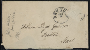 Letter from John Hopper, New York, to William Lloyd Garrison, January 9th, 1862