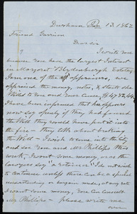 Letter from Ira Cheney, Durham, to William Lloyd Garrison, Jan. 13, 1862