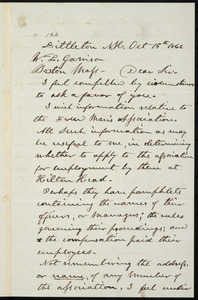 Letter from Edmund Carleton, Littleton, N.H, to William Lloyd Garrison, Oct. 15th, 1862