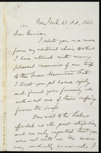 Letter from Oliver Johnson, New York, to William Lloyd Garrison, 23 Oct. 1862