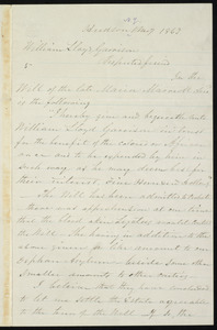 Letter from Aaron Cyrus Macy, Hudson, N.Y, to William Lloyd Garrison, 1 Mo[nth] 7 [day] 1863