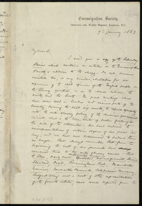 Letter from Frederick William Chesson, Emancipation Society, Offices 65 Fleet Street, London, E.C., [England], to William Lloyd Garrison, 9 January 1863