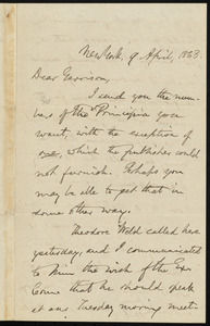 Letter from Oliver Johnson, New York, to William Lloyd Garrison, 9 April 1863