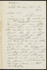 Letter from Franklin Benjamin Sanborn, State House, to William Lloyd Garrison, Oct. 12, 1863