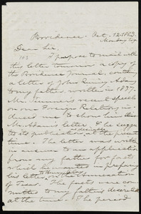 Letter from William Francis Channing, Providence, [R.I.], to William Lloyd Garrison, Oct. 12, 1863