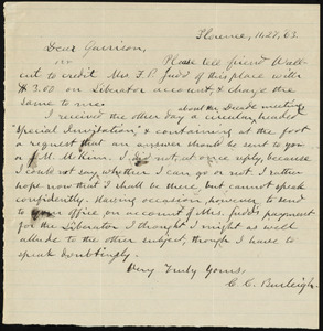 Letter from Charles Calistus Burleigh, Florence, to William Lloyd Garrison, 11-27-[18]63
