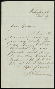 Letter from Samuel Edmund Sewall, Washington St., to William Lloyd Garrison, Feb. 2, [1865]