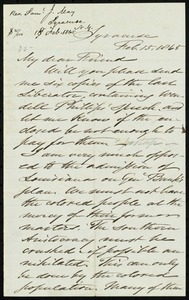 Letter from Samuel Joseph May, Syracuse, [N.Y.], to William Lloyd Garrison, Feb. 15, 1865