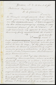 Letter from Nathaniel Barney, Yonkers, N.Y., to William Lloyd Garrison, 10 mo[nth] 1st [day], [18]65