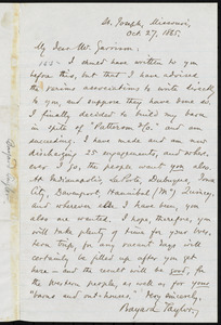 Letter from Bayard Taylor, St. Joseph, Missouri, to William Lloyd Garrison, Oct. 27, 1865