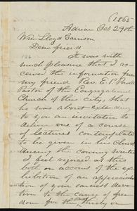 Letter from Thomas Chandler, Adrian, [Mich.], to William Lloyd Garrison, Oct. 29th, 1865