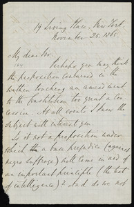 Letter from Robert Dale Owen, 19 Irving Place, New York, to William Lloyd Garrison, November 25, 1865