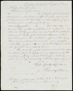 Letter from Harvey Chace, Valley Falls, RI, to William Lloyd Garrison, 2'd m[onth] 16th [day] 1866