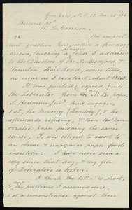 Letter from Nathaniel Barney, Yonker, N.Y., to William Lloyd Garrison, 12 mo[nth] 21 [day], [18]66