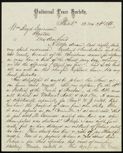 Letter from Alfred Harry Love, Universal Peace Society, Philad[elphi]a, [Pa.], to William Lloyd Garrison, 12 mo[nth] 26th [day] 1866