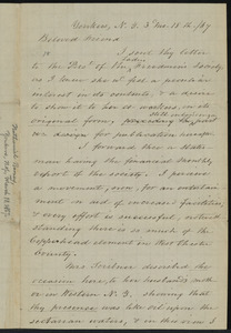Letter from Nathaniel Barney, Yonkers, N.Y., to William Lloyd Garrison, 3 mo[nth] 18th [day], [18]67