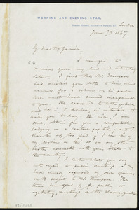 Letter from Frederick William Chesson, Morning and Evening Star, Dorset Street, Salisbury Square, E.C., London, [England], to William Lloyd Garrison, June 7th, 1867