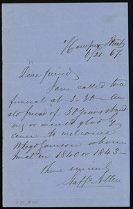 Letter from Stafford Allen, Cowper Street, [London, England], to William Lloyd Garrison, 6/21 [18]67